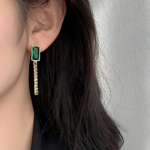 Synthetic Stone Rectangle Necklace, Bracelet, and Earrings Set